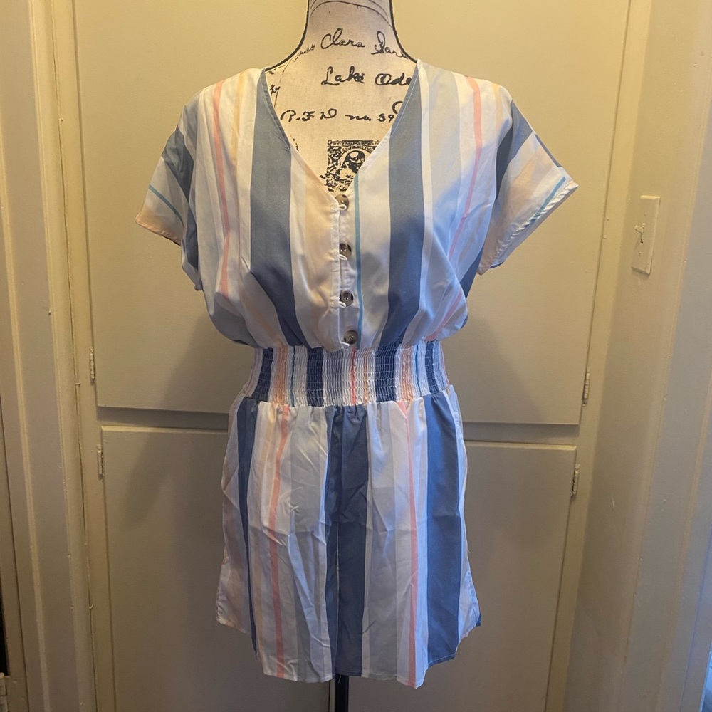 Romper with pastel color stripes